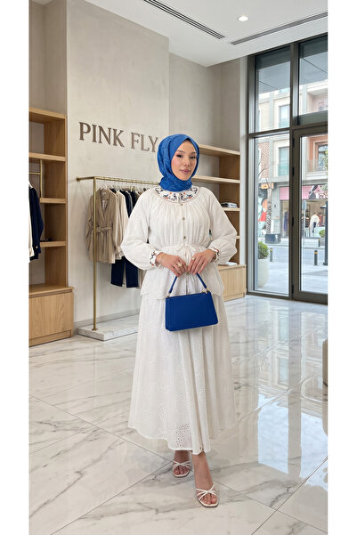 PİNK FLY Floral Embroidered Belt Detailed Brode Fisto Double Set