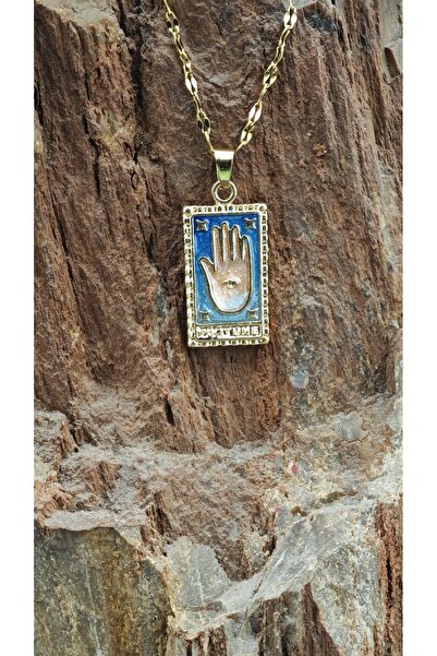 Genel Markalar Mistik Göz Detaylı Tarot Kartı Tasarımlı Paslanmaz Çelik Kolye...