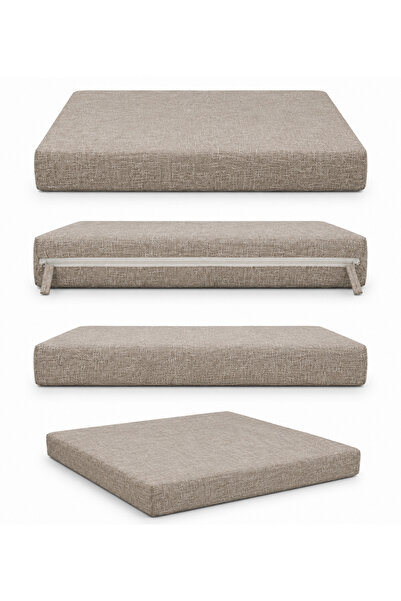 EA HOME ROYALE COMFORT 50x50x5 CM Süngerli Bağcıklı Keten CAPPUCİNO Fermuarlı...