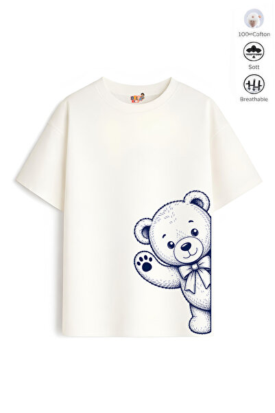 Belya Kids Wear Boy's Oversize Fit Belya Kids Teddy Bear Design B19 Cotton T-...