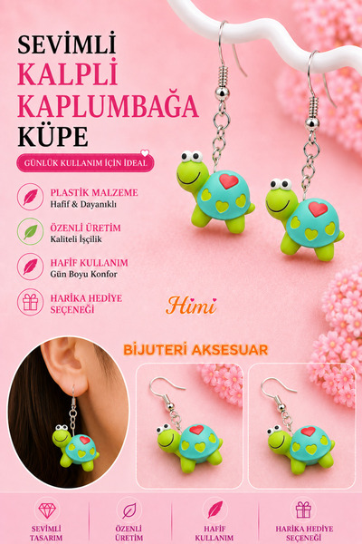 himi bijuteri aksesuar Turtle with a Cap Cute and Cheerful Animal Figured Dan...