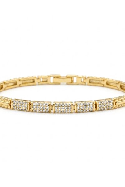 OEM Bratara cu Cristale Pave, Otel Inoxidabil Placat cu Aur 14K