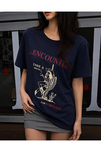 Elvino The Encounter Printed Crew Neck Cotton White Women'S/Men's Unisex Over...