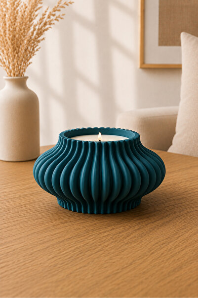 3D BASKI EVRENİ Dağ Teknoloji 3D Baskı Dalga Tasarım Dekoratif Tealight Mumlu...