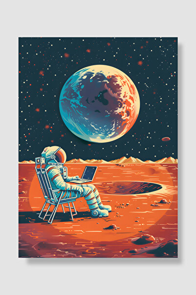 Luna Marissa Svemirski poster Astronaut Laptop Mars Površina Zemlja Zidni dek...