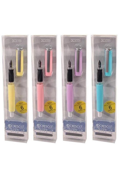 CRESCO Stilou Go Pen Pastel cu penita din iridiu, multicolor, 6 cartuse incluse