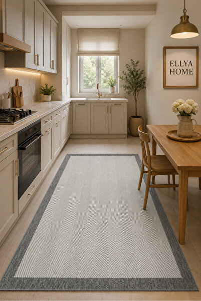 Ellya Home Lizbon Gri Sisal Halı – Yumuşak Dokulu İnce Dokuma Taban, Silinebi...