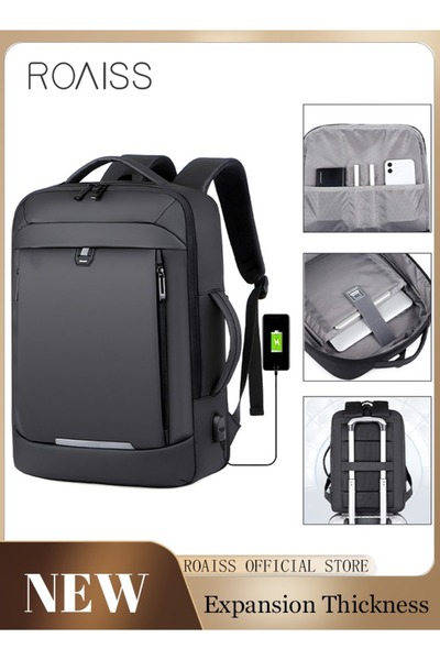 ROAISS Men Stylish Backpack with Reflective Stripe, Large Capacity Travel Bac...