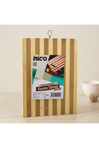 magicool Bamboo Cutting Board 20X30X1.3 cm - White Striped with Metal Handle