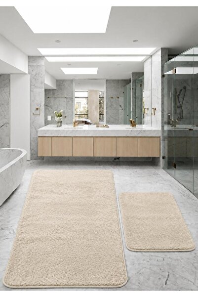 EKN BEĞENDİ HOME Büyük Ebat 2'li Banyo Paspası Kaymaz Klozet Takımı 80X150-50X80