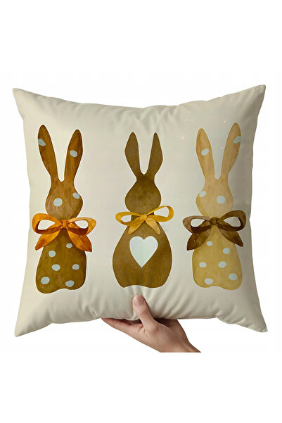 OEM Pillow case, white, rabbit patterned, 45x45 cm