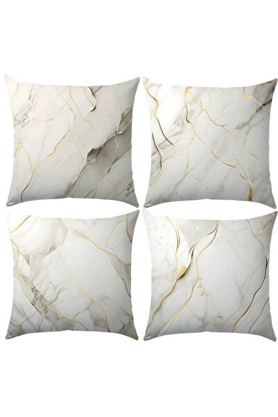 OEM Set fete de perna, alb si auriu, 4 bucati, 45x45 cm