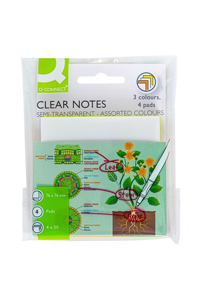 Q-Connect Bloc notes adeziv 76x76mm set 4x50 foi multicolor