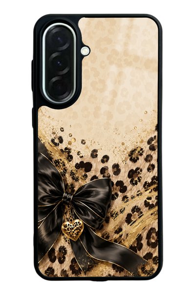 Spoyi Samsung A37 Golden Leopard Heart Design Glossy Phone Case