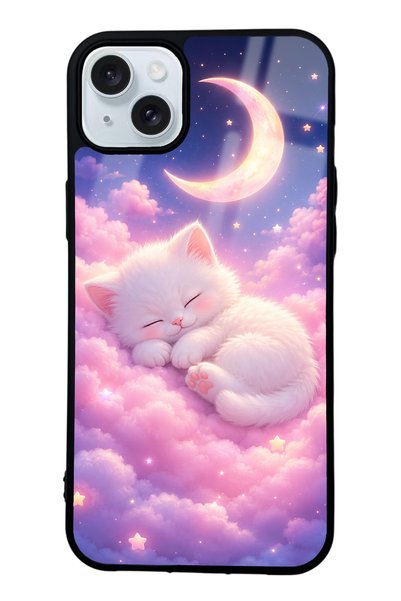 Spoyi iPhone 15 Plus Moonlit Dream Kitten Design Glossy Phone Case