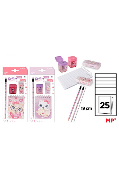 OEM Set accesorii scolare 4 piese, motivatie pisici, roz, violet