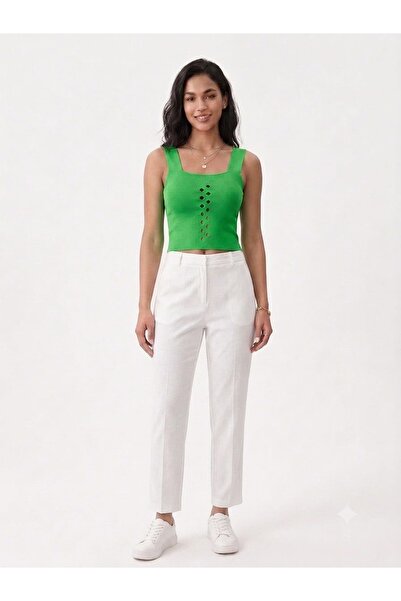 onno style women Sleeveless Strappy Perforated Knitted Women's Bluz