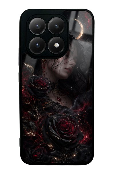 Spoyi Xiaomi Mi 15t Glossy Phone Case with Crimson Moon Rose Design