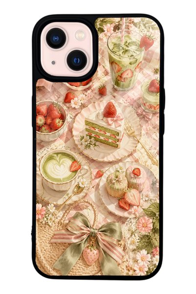 Spoyi حافظة هاتف لامعة بتصميم فراولة ماتشا لهاتف آيفون 13