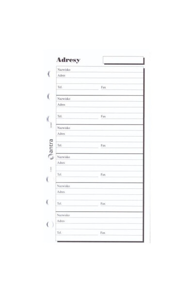 Antra Insertie/refill pentru organizer Adresy, folie plastic 172×92×2 mm, pen...
