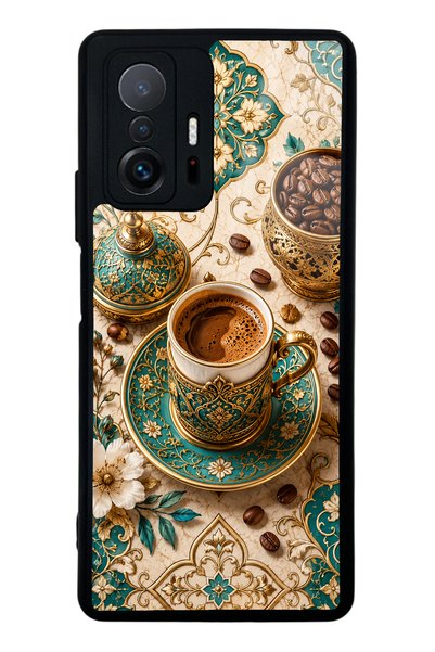Spoyi حافظة هاتف Xiaomi Mi 11T بتصميم قهوة عثمانية لامعة باللون الفيروزي