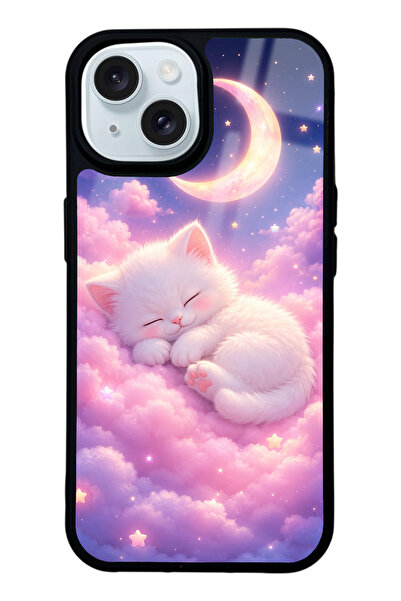 Spoyi iPhone 15 Moonlit Dream Kitten Tasarımlı Glossy Telefon Kılıfı