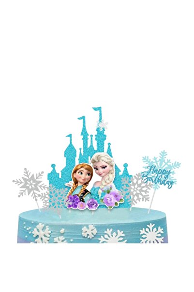Baloane Vesele Set Topper Tort Elsa si Anna cu 6 Piese Decorative pentru Aniv...