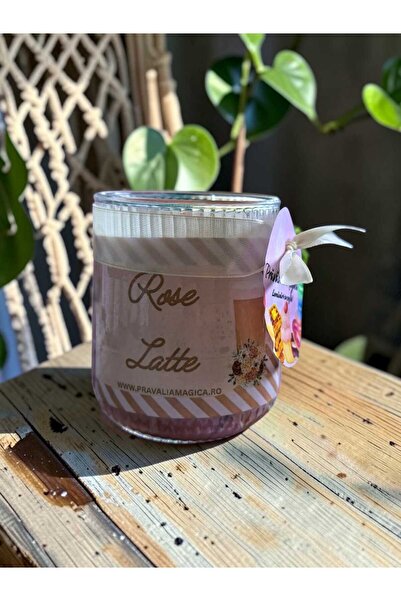 Pravalia Magica Lumânare Artizanală Rose Latte, Ceară Gel și Soia, Aromă Dulc...