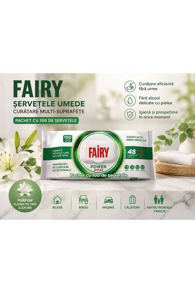 Fairy SERVETELE UMEDE POWER 100 BUC