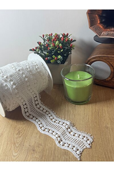 jasmina store Λευκή κορδέλα δαντέλας γκουπέρ με σχέδιο κυμάτων (1μ)