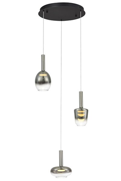 Avonni AV-7017-8126-3-FM Füme Boya Modern Avize LED Metal Cam H: 90 cm, Ø: 35 cm