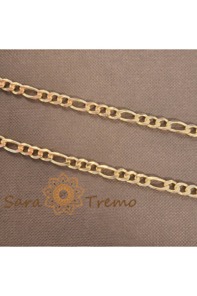 SaraTremo Τρόι unisex επιχρυσωμένη αλυσίδα – στρογγυλεμένα κρίκους, 60 εκ.