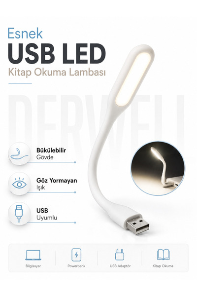 Derwell Esnek USB LED Lamba Powerbank Laptop ve PC için Taşınabilir Gece Lamb...