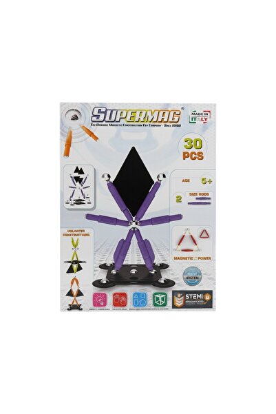 TUFY TOYS Supermag 30 Piece Magnetic Construction and Geometry Set - Stem Edu...