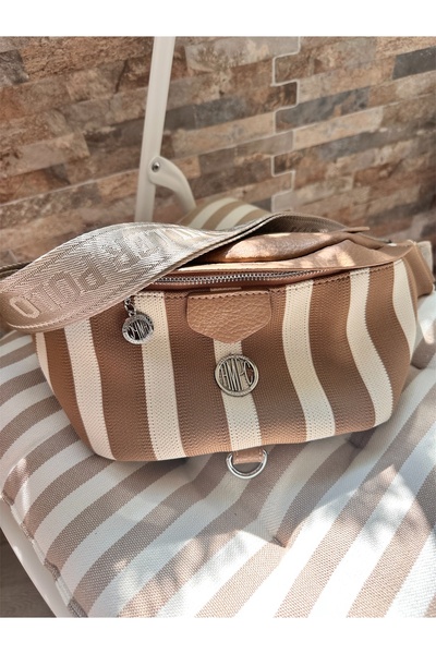 Çizgili Kadın Body Bag Çapraz Çanta