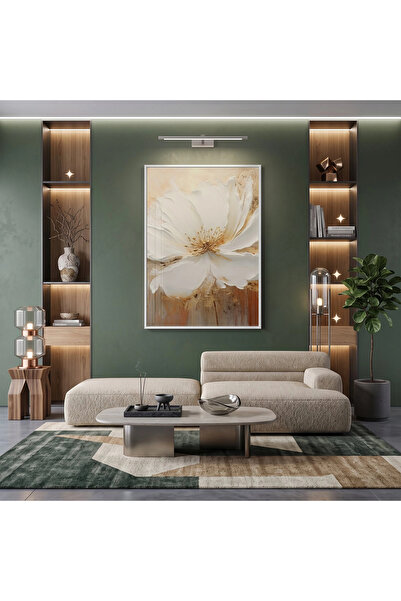 KOLAJTASARIM Soft Floral Cream Gold Tones Μονόχρωμο Λευκό Μεταλλικό Πλαίσιο Γ...