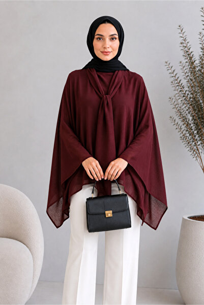 SADEL Oversize Arkası Uzun Tunik - Mürdüm