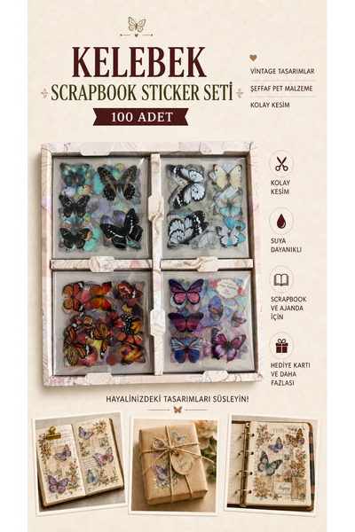 hediyeofisi Nostaljik Scrapbook Şeffaf Sticker Seti 100 Adet - RETRO SELLİNG