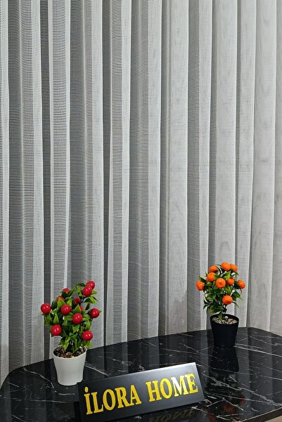 ilora home Premium ekru file tasarım tül perde 1/2 kat seyrek pileli