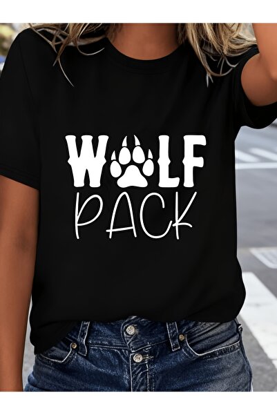 12 HERTZ تي شيرت مطبوع عليه Wolf Pack Paw Print بأكمام قصيرة، قميص كاجوال برق...