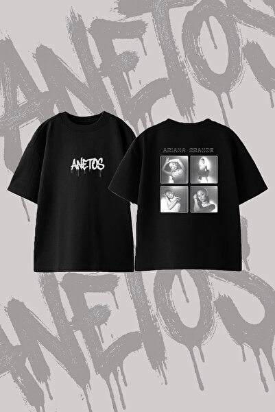 Anetos Ariana Grande_28 Design Back Printed Cotton Black Oversize T-Shirt