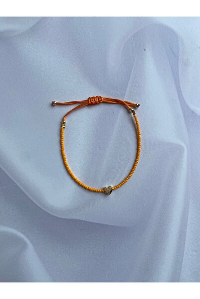 Burçin Örbük Accessory Turkuaz Kalp Detaylı Ayarlanabilir Kum Boncuk Bileklik