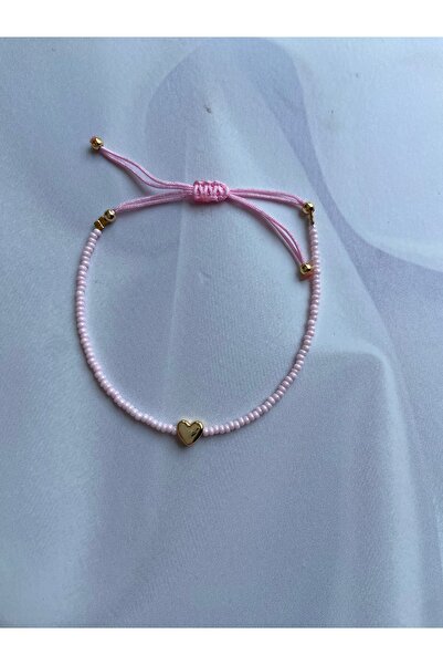 Burçin Örbük Accessory Turkuaz Kalp Detaylı Ayarlanabilir Kum Boncuk Bileklik