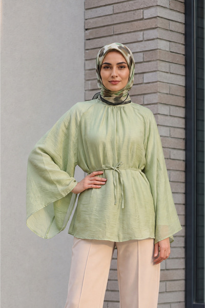 Kukini Hakim Yaka Kemerli İspanyol Kol Oversize Liyosel Tunik - Çağla Y.