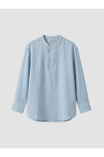 LC Waikiki Lcw Modest Blue High Neck Modal Blend Women's Shirt Tunic