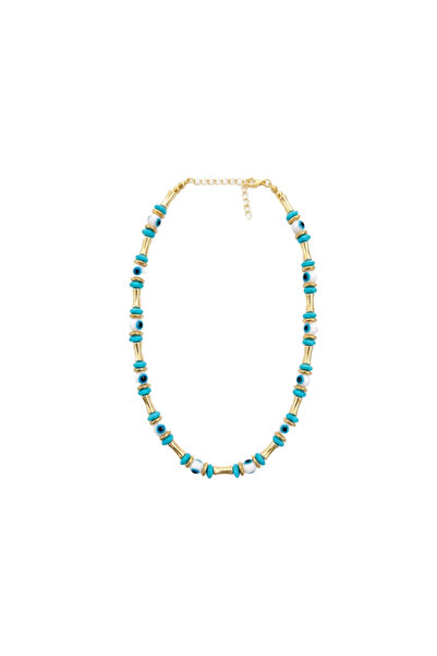 Charmist Beaded Evil Eye Necklace White Blue
