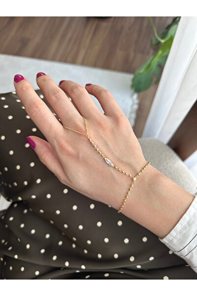 ringbox Gold Mekik Taşlı Zincir Şahmeran