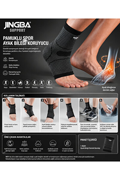 JINGBA SUPPORT JINGBA Pamuklu Spor Ayak Bileği Koruyucu – Elastik Kompresyonl...