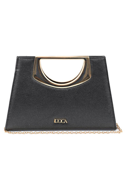 DOCA Γυναικεία βραδινή τσάντα clutch 23181 μαύρη