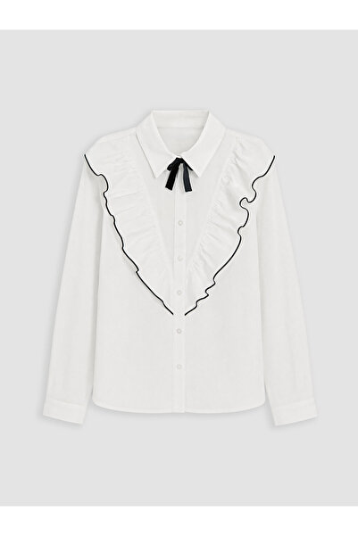 LC Waikiki Ruffled Girls' Shirt with Bow Detail